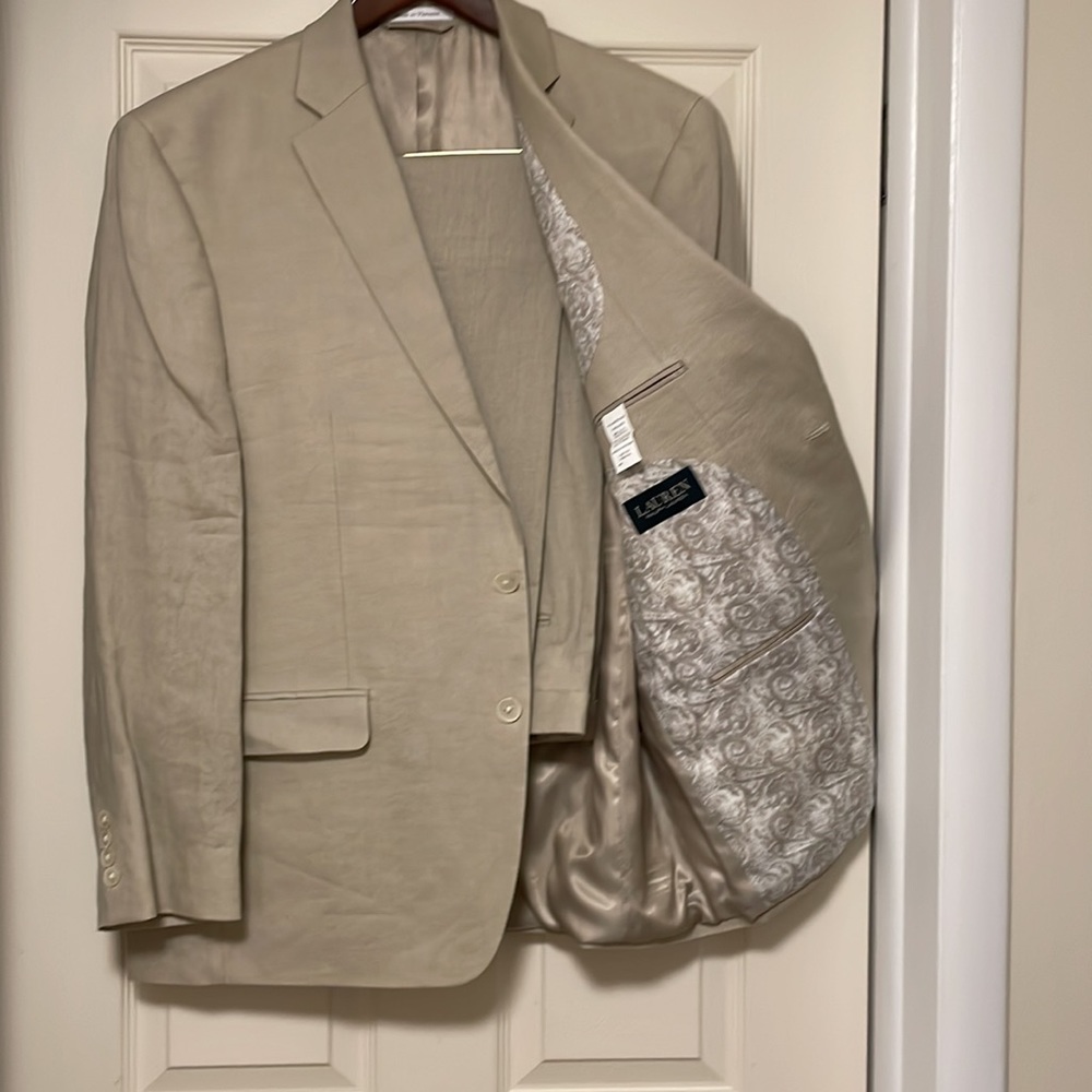 Tan linen suit